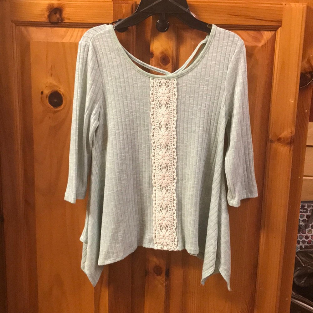 Lightweight sweater, color is mint and cream